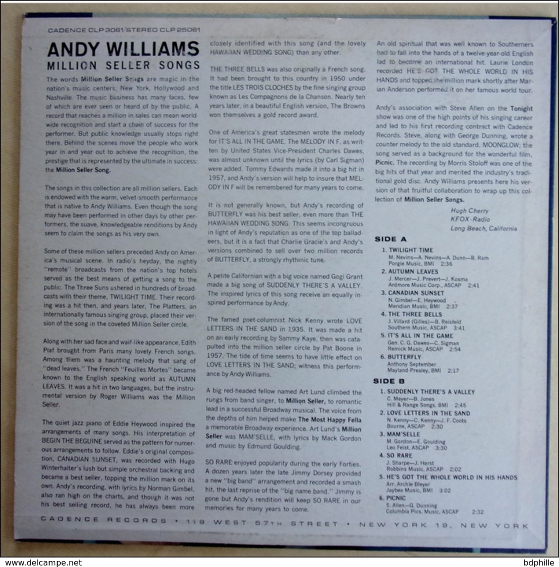 Andy Williams : Million Seller Songs (LP U.S.A) LP 33 - Collectors