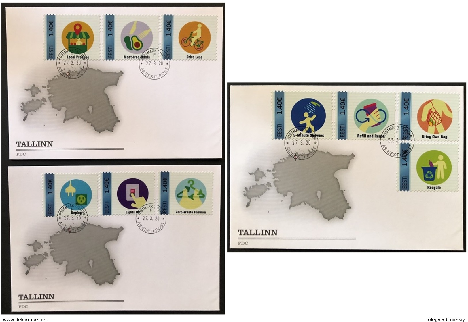 Estonia. "Act Now", Joint-issue, Set Of 10 Stamps On 3 FDC's - Joint Issues