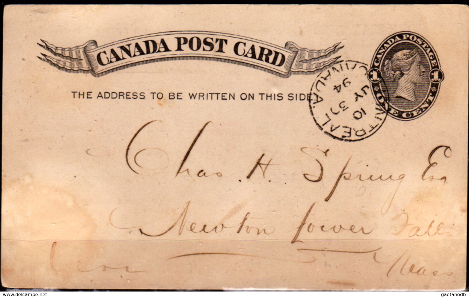 Canada-0008 - Cartolina Postale Da 1 Cent. - USATA - - 1860-1899 Reinado De Victoria