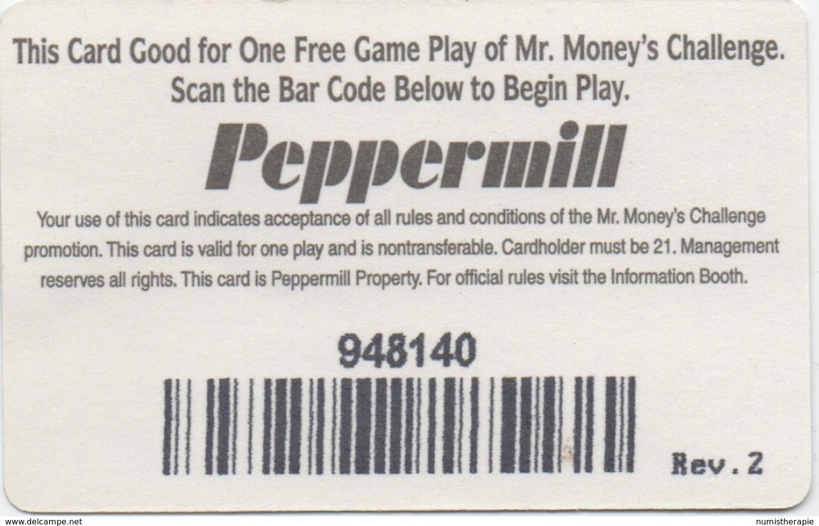 Carte (Carton) De Slot Machine : Peppermill Casino : Reno NV - Casino Cards