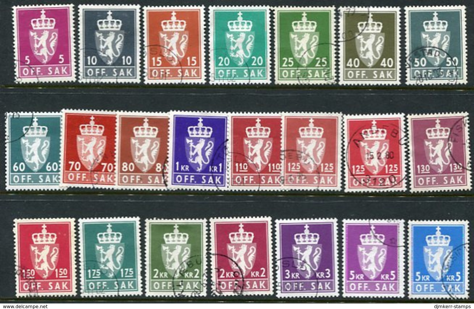 NORWAY 1975-82 Official Stamps Lithographed Complete With Shade Of 1.25 Kr. .(22),  Used.  Michel 97-117, Sg O732-52 - Service