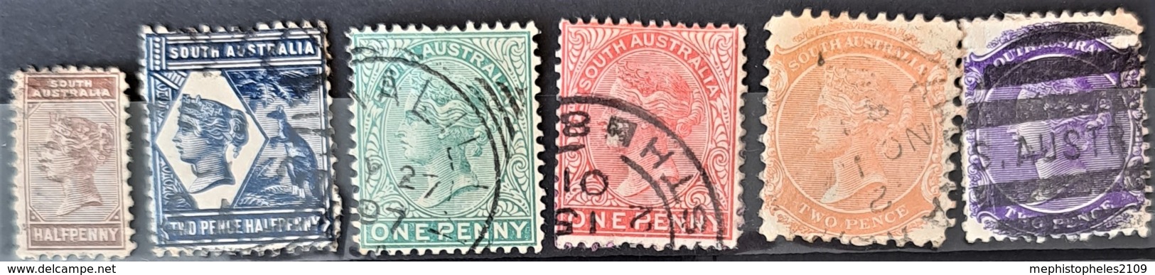 SOUTH AUSTRALIA - Canceled - Sc# 57, 76, 102, 115, 146 - Used Stamps