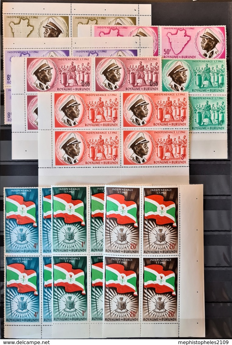 BURUNDI 1962 - MNH - 9x Blocs Of 4 - Independence - Unused Stamps