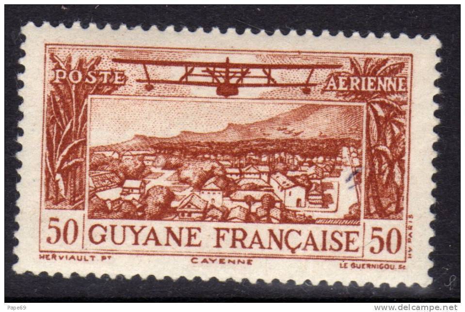 Guyane P.A.  N° 20 X  Vue De Cayenne, Sans "RF"  : 50 C. Brun-jaune Trace De Charnière Sinon TB - Autres & Non Classés