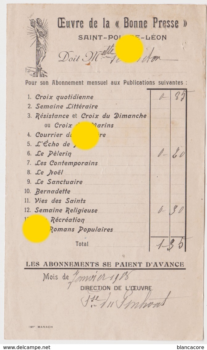 Saint-Pol-de-Léon 1905 Oeuvre De La Bonne Presse - Drukkerij & Papieren