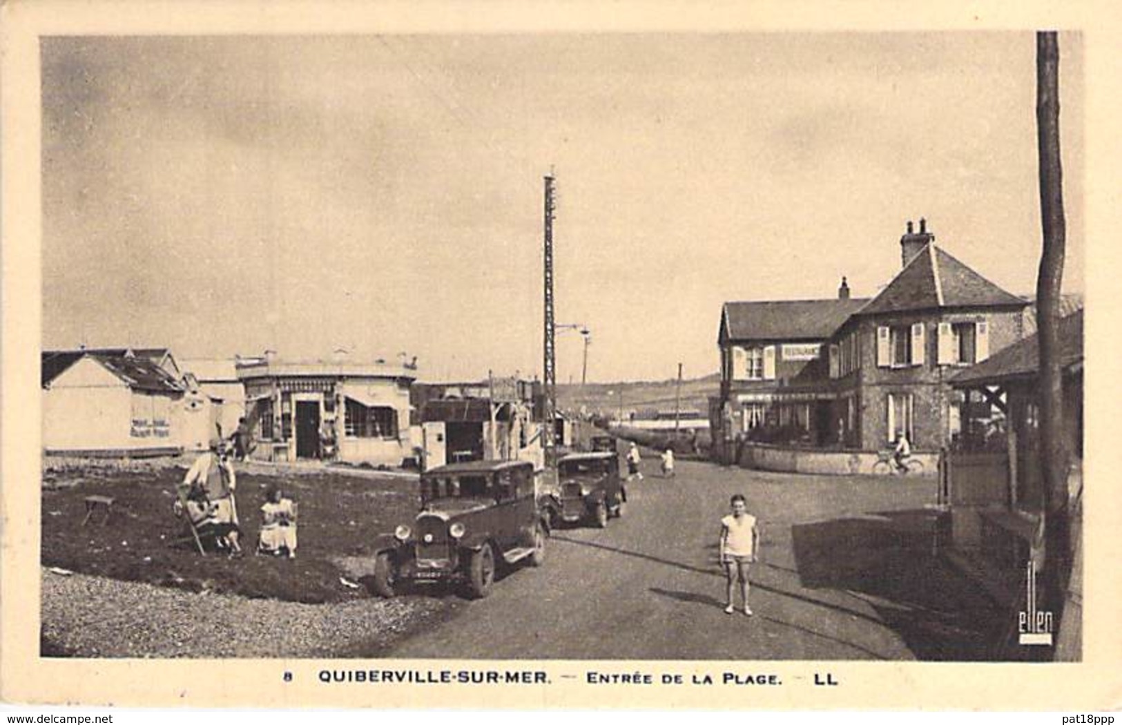 76 - QUIBERVILLE SUR MER Entrée De La Plage ( Restaurant LAVERDURE - Automobile )  CPA Village (550 H) Seine Mme - Other & Unclassified