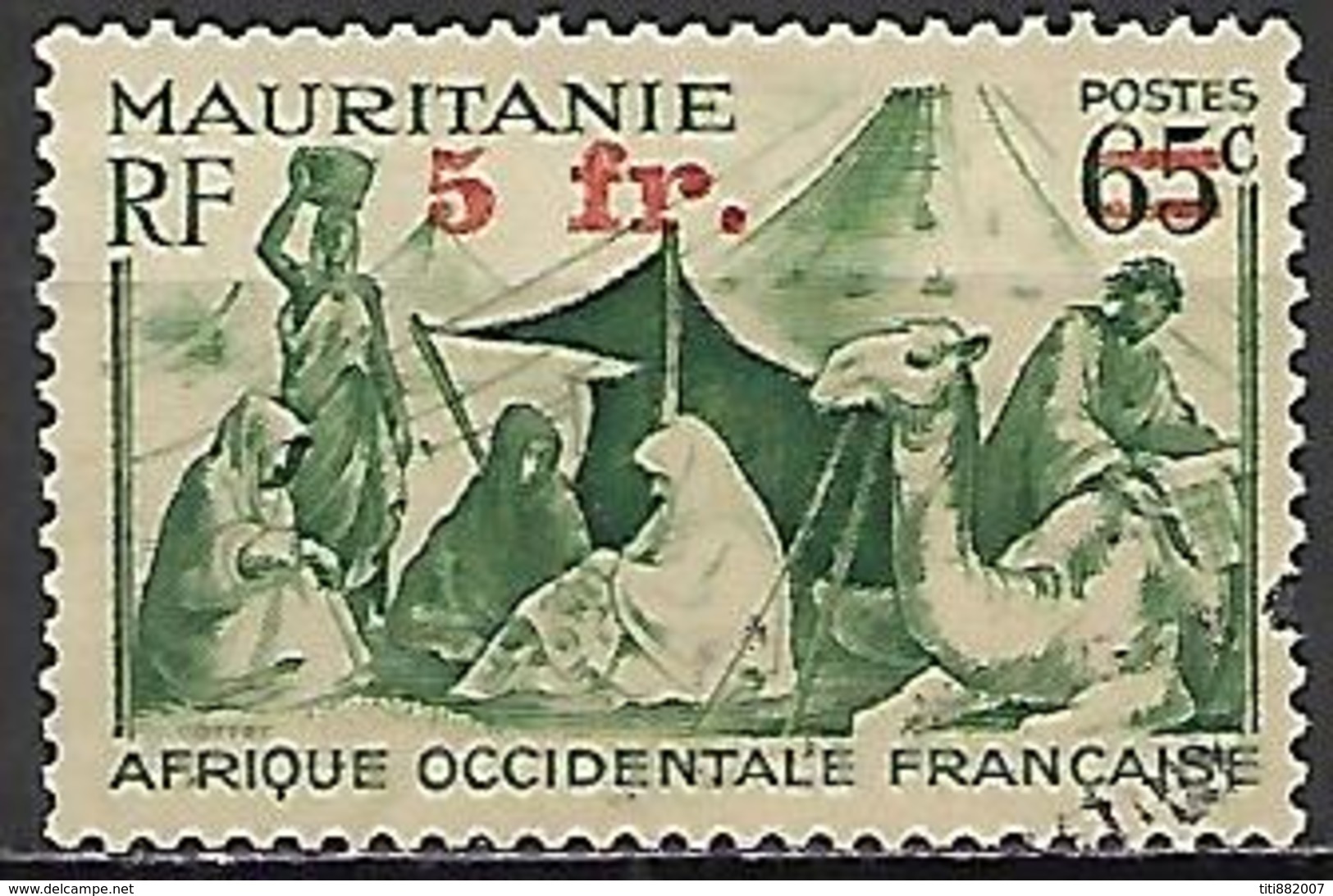 MAURITANIE    -    1944 .  Y&T N° 135 Oblitéré.   Surchargé - Used Stamps