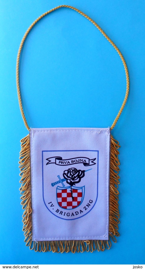 4. GARDIJSKA BRIGADA (Pauci - Split) 1. BOJNA * Croatia Army OLD LARGER Pennant * Flag Croatie Armee Kroatien Croazia - Flags