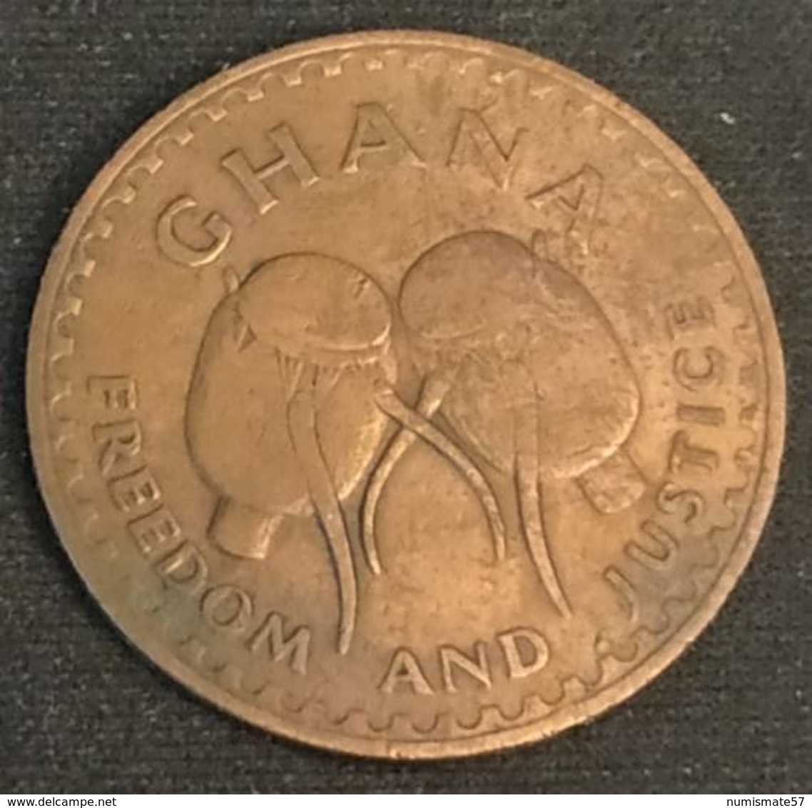 GHANA - 1 PESEWA 1967 - KM 13 - FREEDOM AND JUSTICE - Ghana