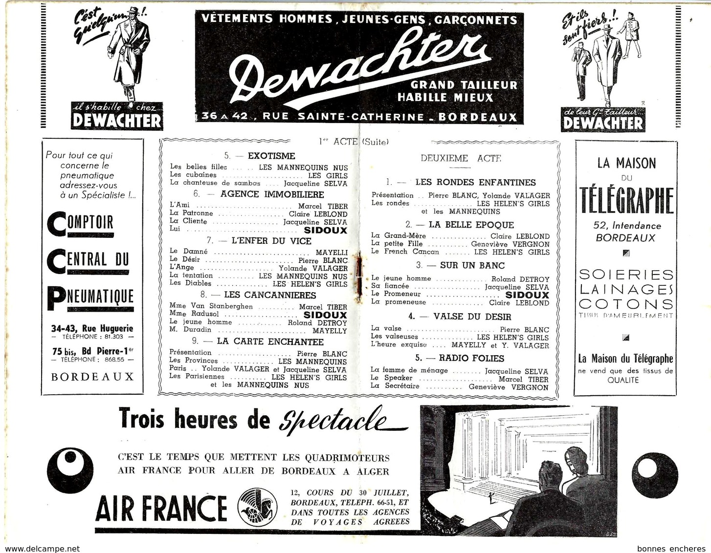 1952 1953  TOURNEES TICHADEL Bordeaux Et France  COMEDIE REVUES VARIETES ETC.   PUBLICITÉS   V.SCANS - Programmes
