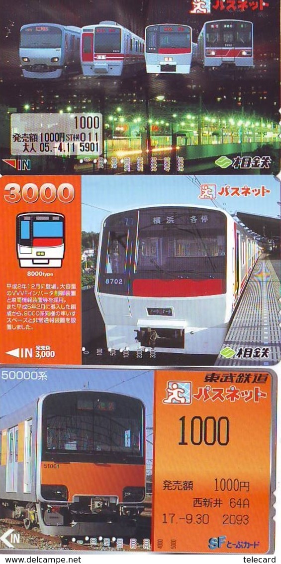 3 Carte Prépayée JAPON Différentes * CHEMIN DE FER (LOT TRAIN A-444 JAPAN * 3 TRAIN DIFFERENT PHONECARDS - Trains