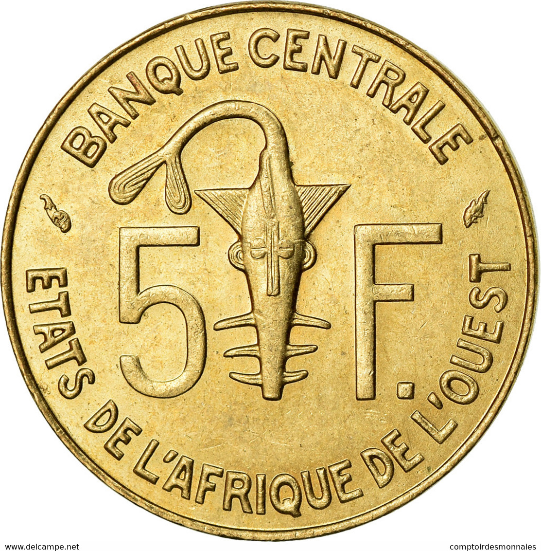 Monnaie, West African States, 5 Francs, 1987, TTB, Aluminum-Nickel-Bronze, KM:2a - Côte-d'Ivoire
