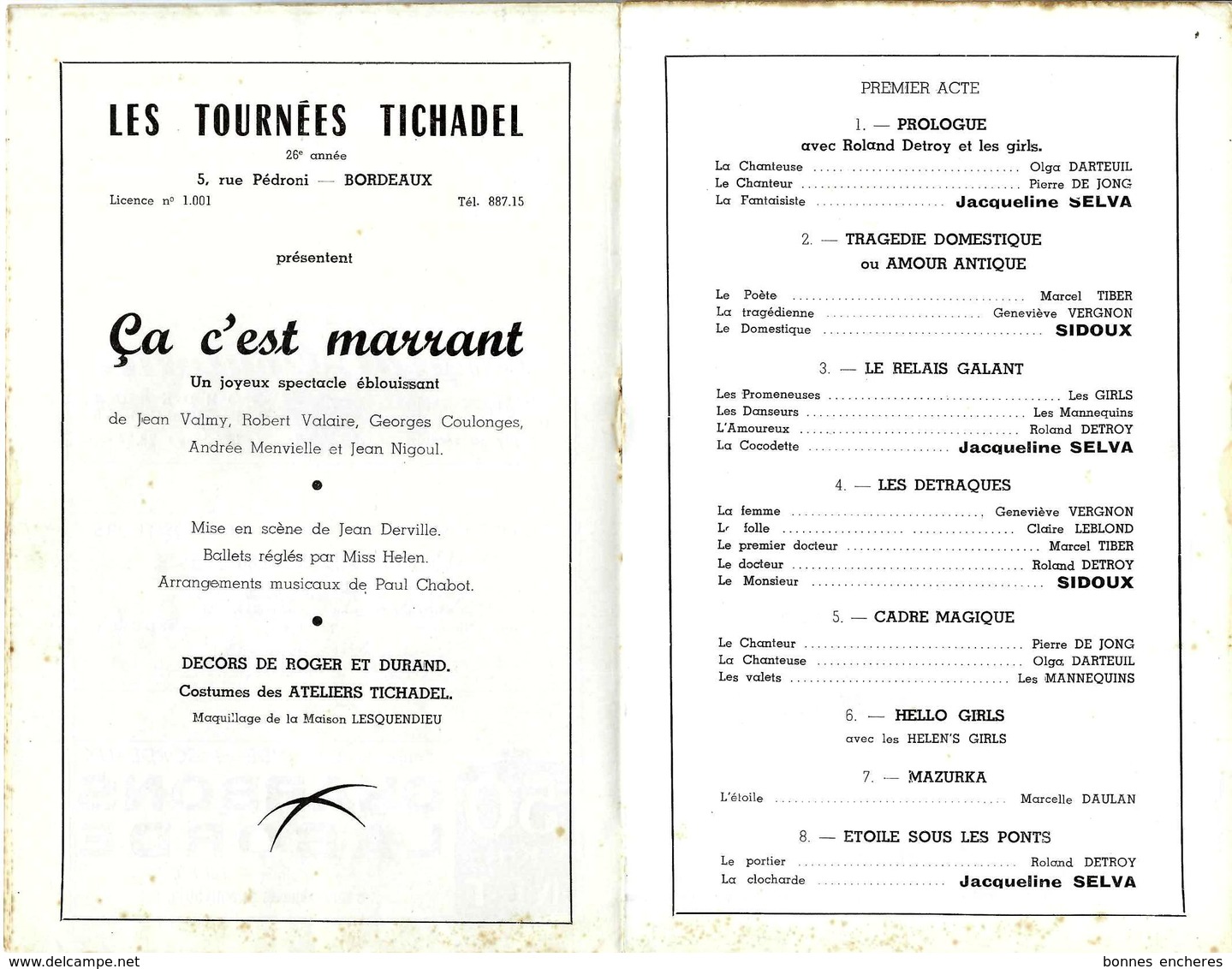 1953  TOURNEES TICHADEL Bordeaux Et France  COMEDIE REVUES VARIETES ETC.   PUBLICITÉS   V.SCANS - Programmes