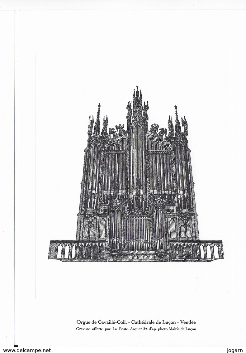 Gravure De L' Orgue De Cavaillé - Cathédrale De LUCON (la Poste) - Prints & Engravings