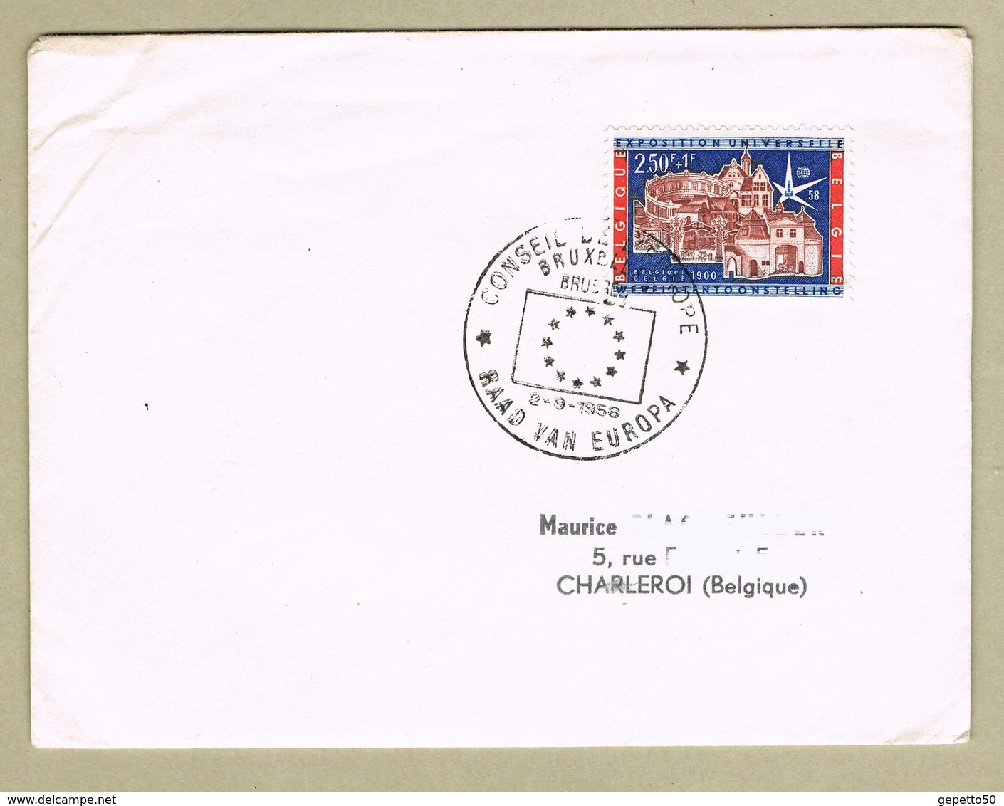 Expo 58 Cachet Conseil De L'Europe  Sur Timbre Exposition 58 - 1958 – Brussel (België)