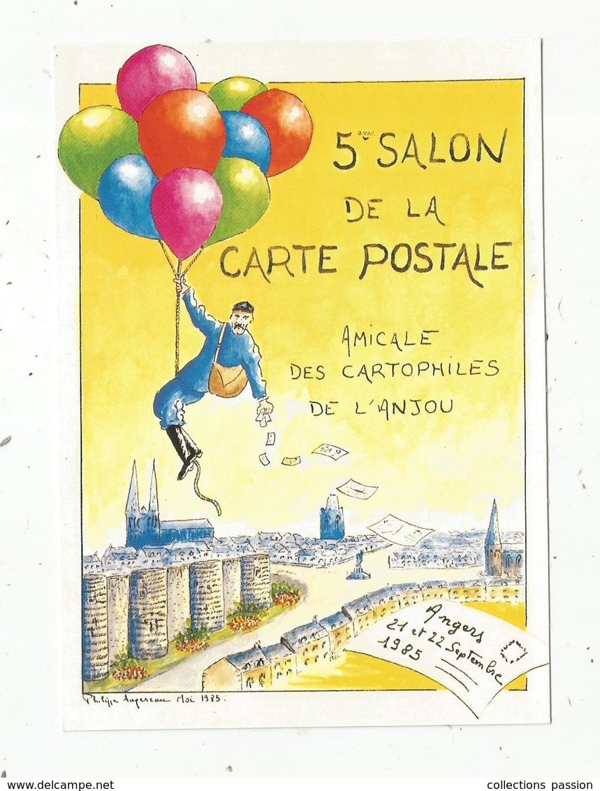 Cp, Bourses & Salons De Collections,  5 E Salon De La Carte Postale ,amicale Des Cartophiles De L'Anjou,Angers 1985 - Bourses & Salons De Collections
