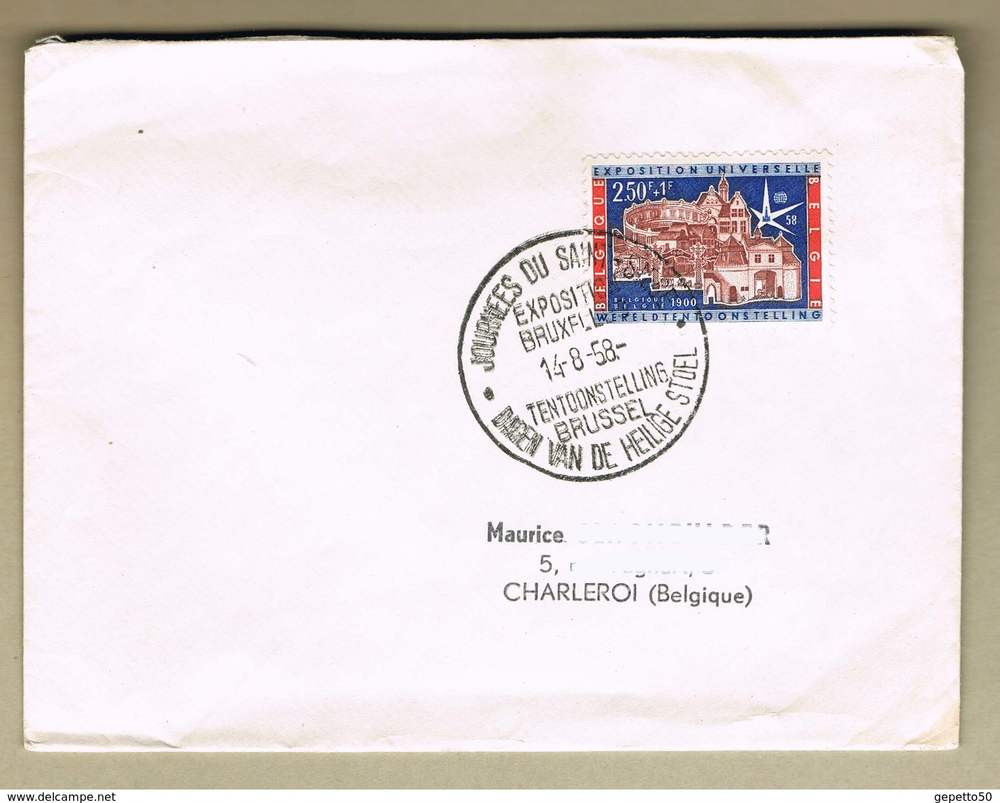 Expo 58 Cachet   Journée Du Saint-Siège Sur Timbre Exposition 58 - 1958 – Bruselas (Bélgica)