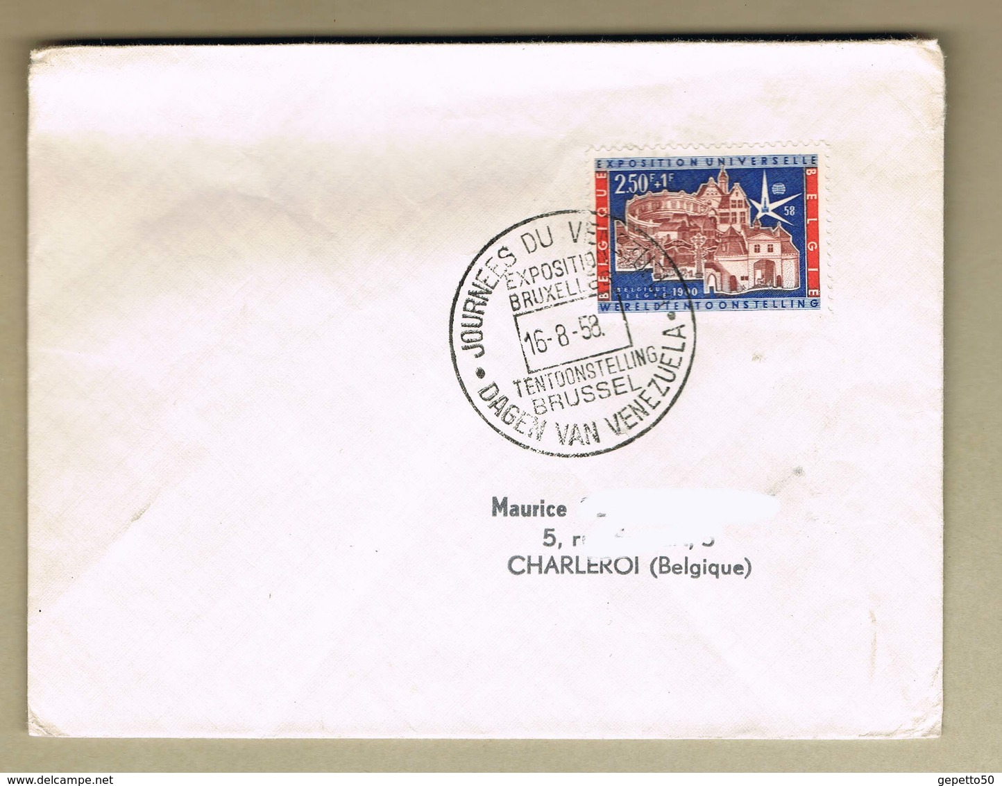 Expo 58 Cachet  Journée Du Venezuela. Sur Timbre Exposition 58 - 1958 – Bruselas (Bélgica)