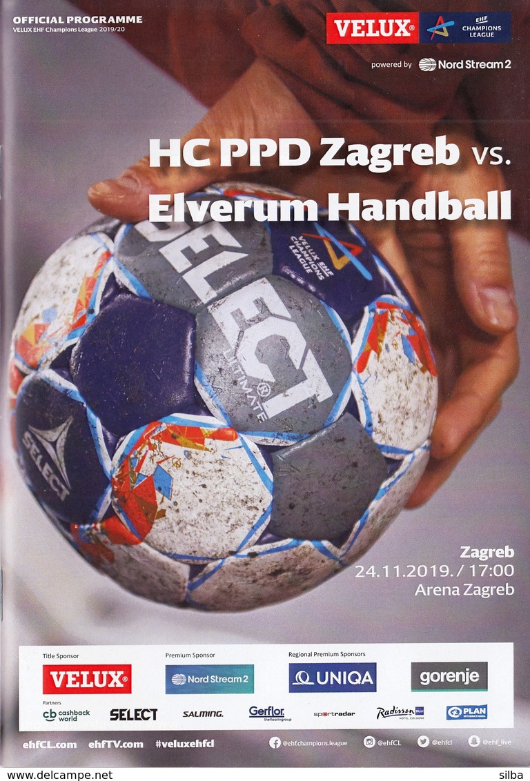 Croatia Zagreb 2019 / Arena / Handball / HC PPD Zagreb - Elverum Handball, Norway / Game Brochure - Handball