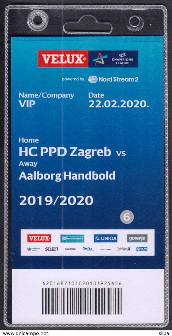 Croatia Zagreb 2020 / Handball / Accreditation / VIP / HC PPD Zagreb - Aalborg Handbold, Denmark - Handball