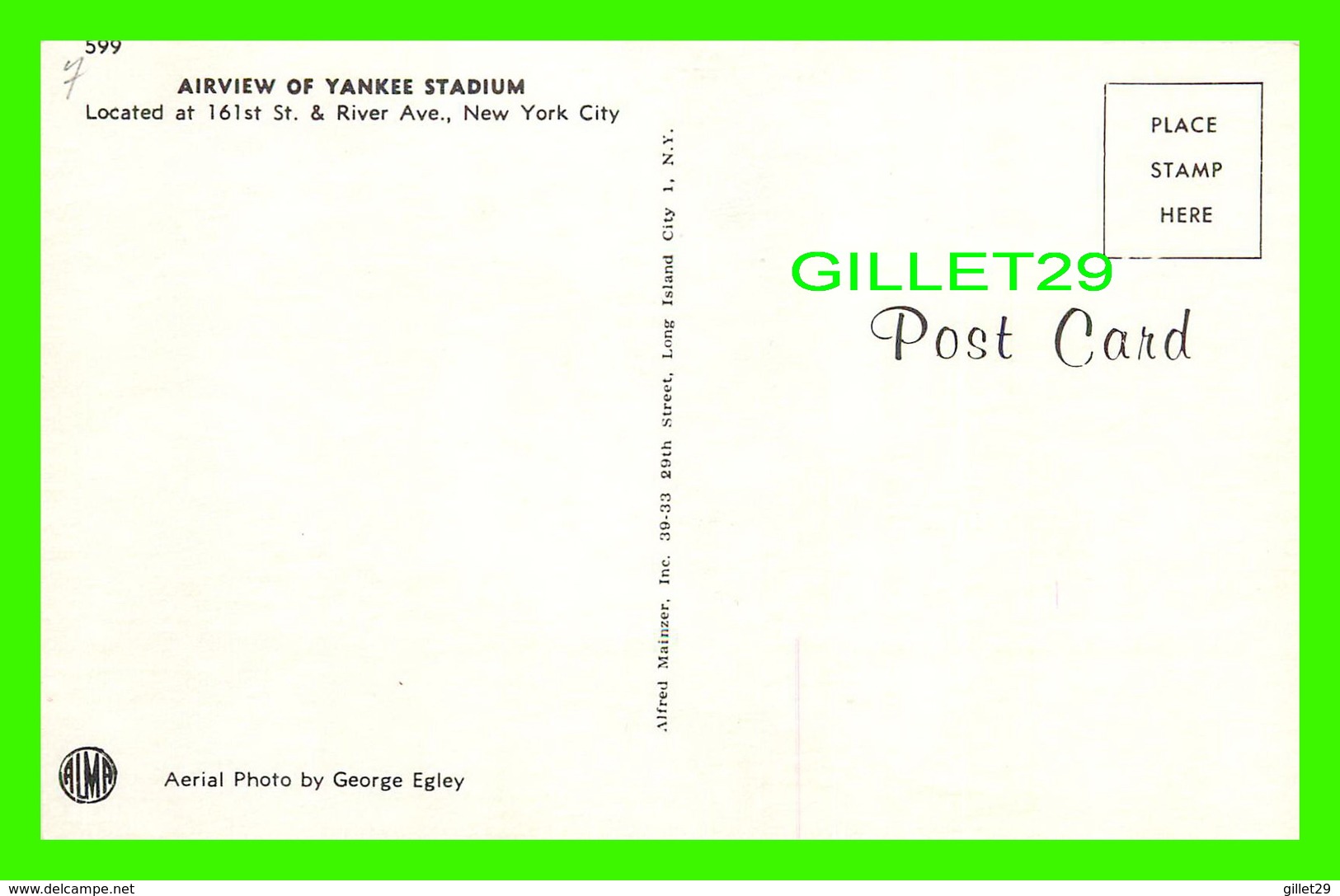 NEW YORK CITY, NY - AIRVIEW OF YANKEE STADIUM - 161st & RIVER Ave - PHOTO GEORGE EGLEY - ALFRED MAINZER INC - - Stades & Structures Sportives