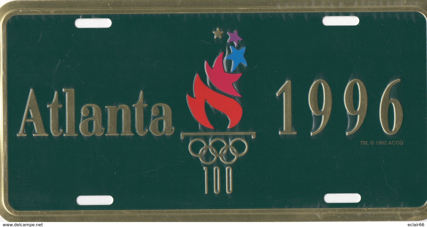 PLAQUE  Métal  ATLANTA 1996 Plaque Metal Olympic Games  Dimension 30cmX15cm  état Impeccable Neuve - Plaques En Tôle (après 1960)