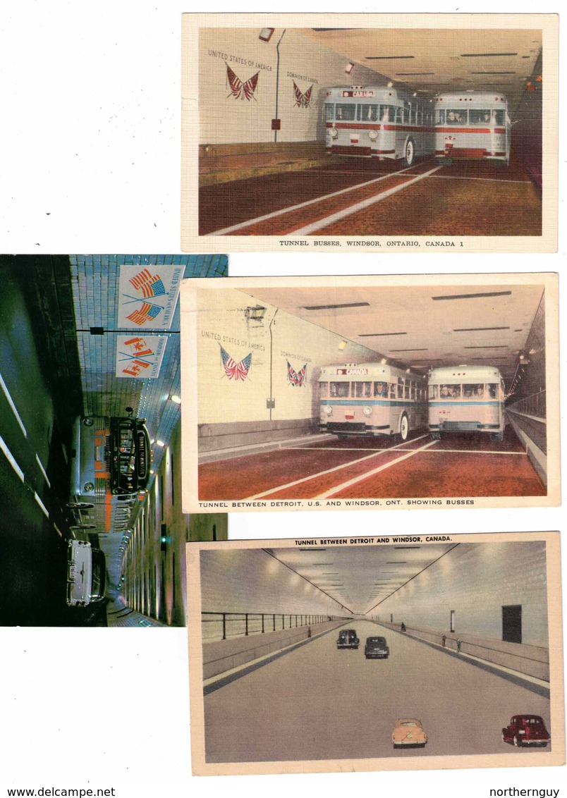 4 Different WINDSOR, Ontario, Canada, Windsor-Detroit Tunnel, Old Postcards - Windsor