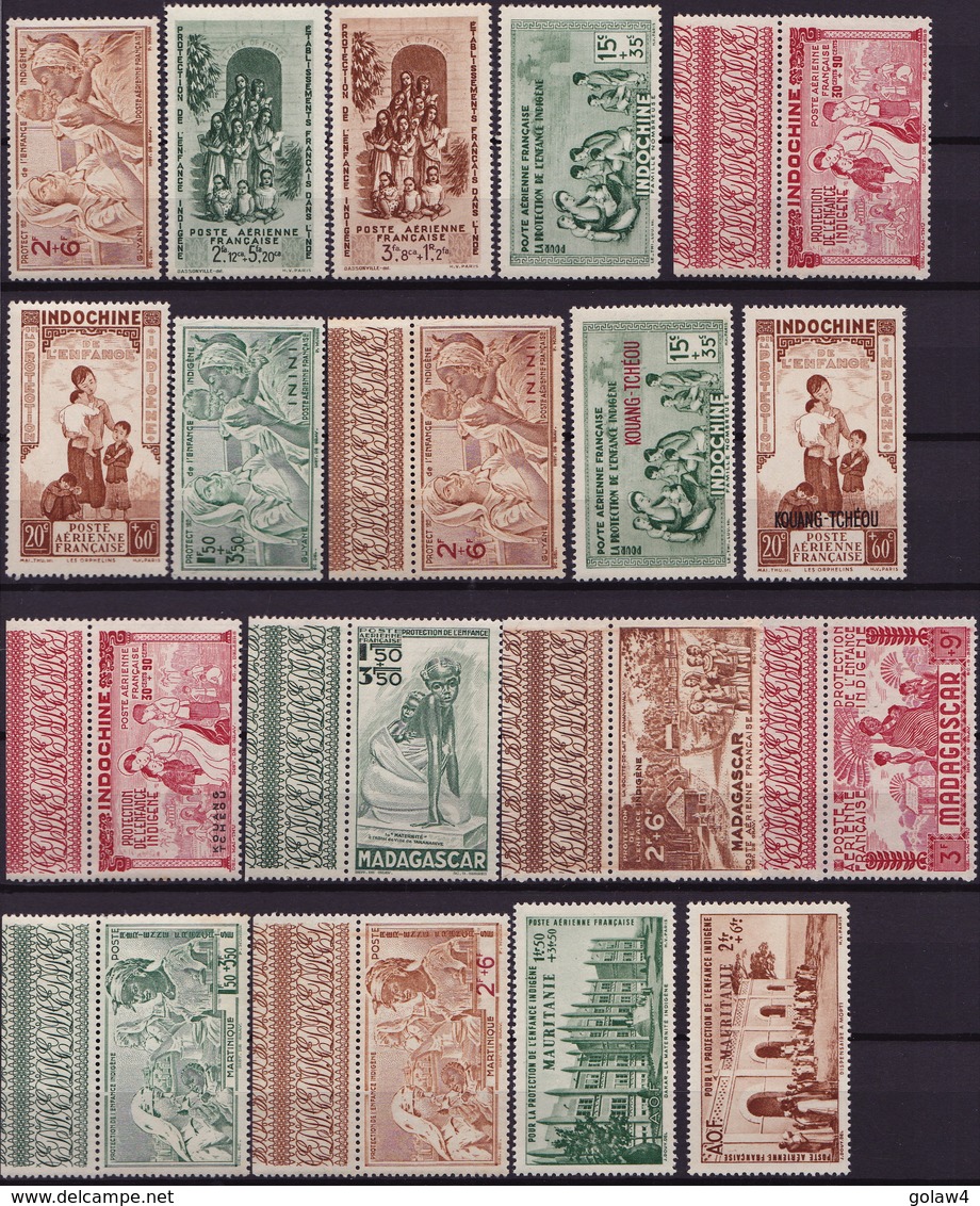 20951# GRANDE SERIE COLONIALE PROTECTION ENFANCE INDIGENE ** 1942 COTE 105€ Quelques Taches De Rouille TP NON COMPTES - 1942 Protection De L'Enfance Indigène & Quinzaine Impériale (PEIQI)