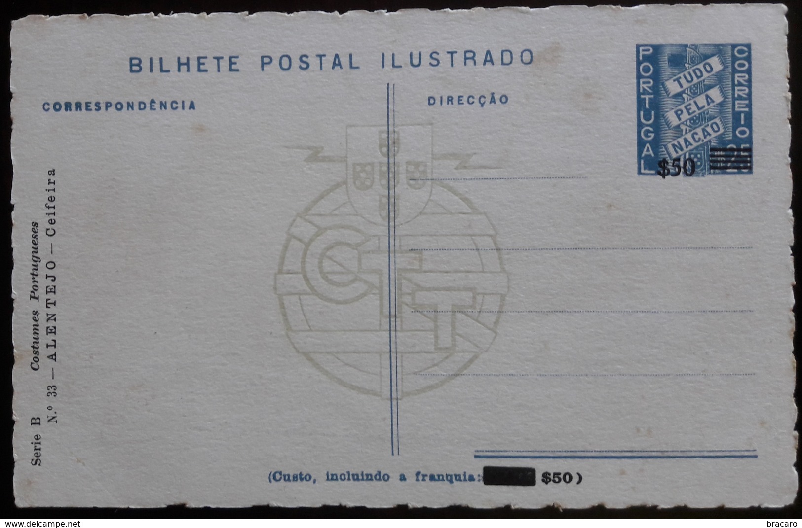 Portugal - Stationery / Inteiro Postal (IP) - B. P. ILUSTRADO - Série B ($25 Sobretaxa $50) Nº 33 - ALENTEJO / CEIFEIRA - Entiers Postaux