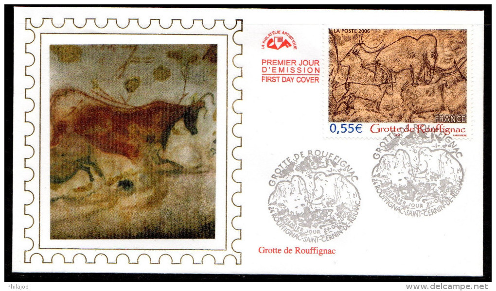 &#9989; " GROTTE DE ROUFFIGNAC " Sur Enveloppe 1er Jour En Soie De 2006. N° YT 3905. Parfait état ! FDC - Preistoria