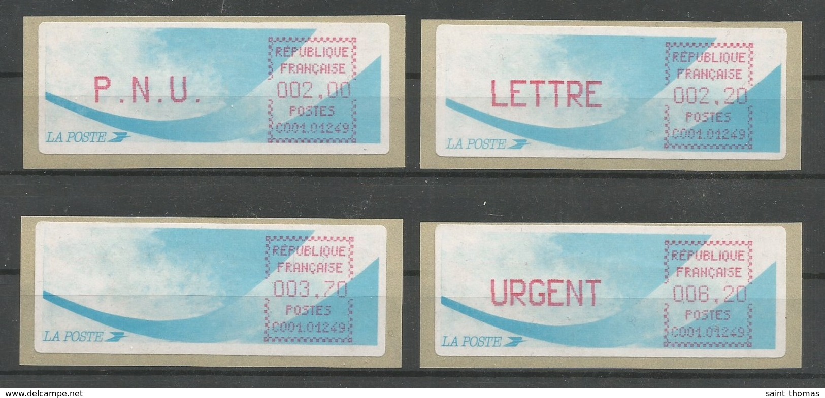 France (6) Vignettes ATM Série Complète De 4 MNH / ** 1988 Timbres De Distributeurs C001.01249 Tarif Postal Au 16.08.88 - 1988 « Comète »