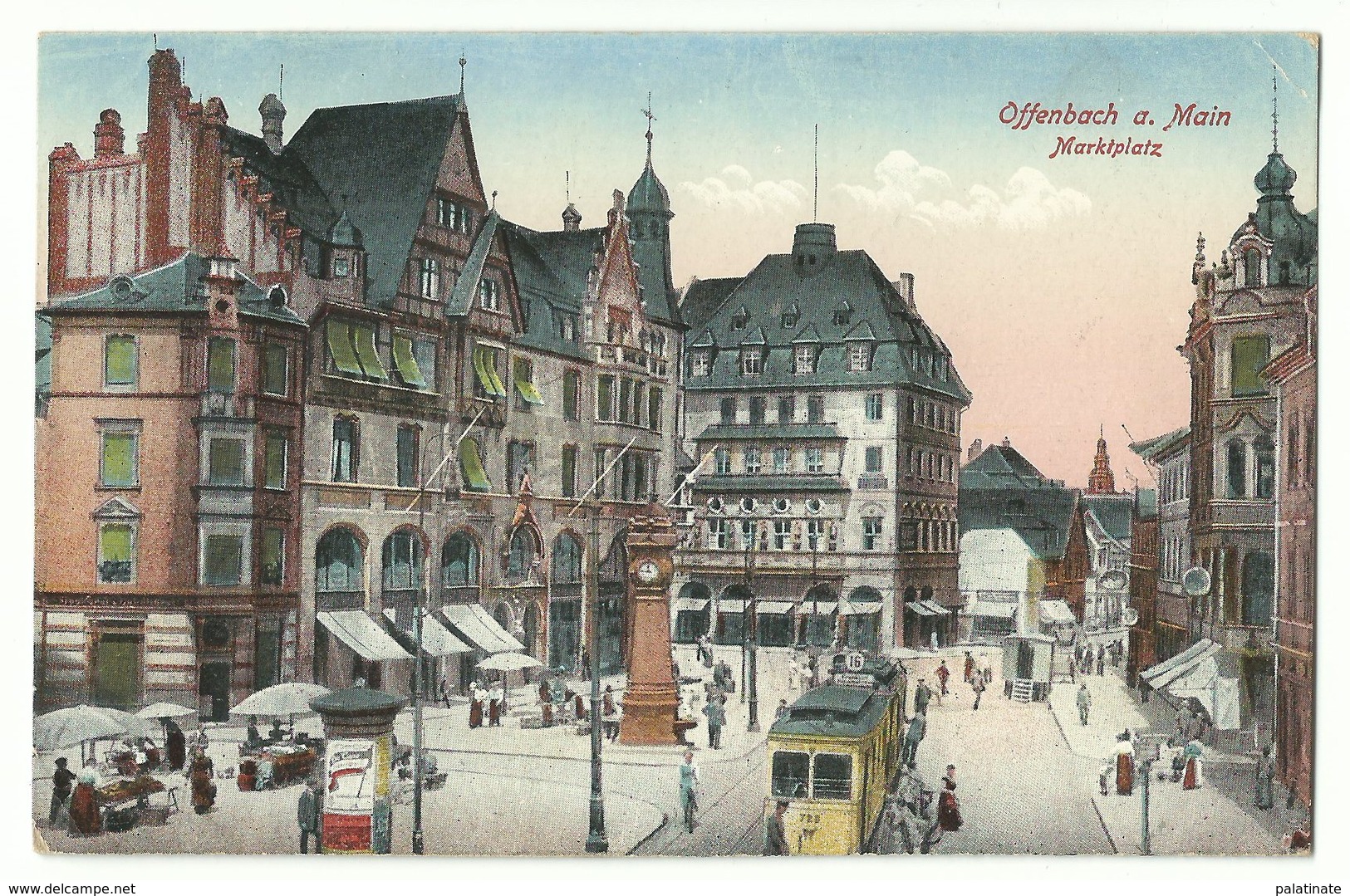 Offenbach Am Main Marktplatz Mit Straßenbahn Um 1915 - Offenbach