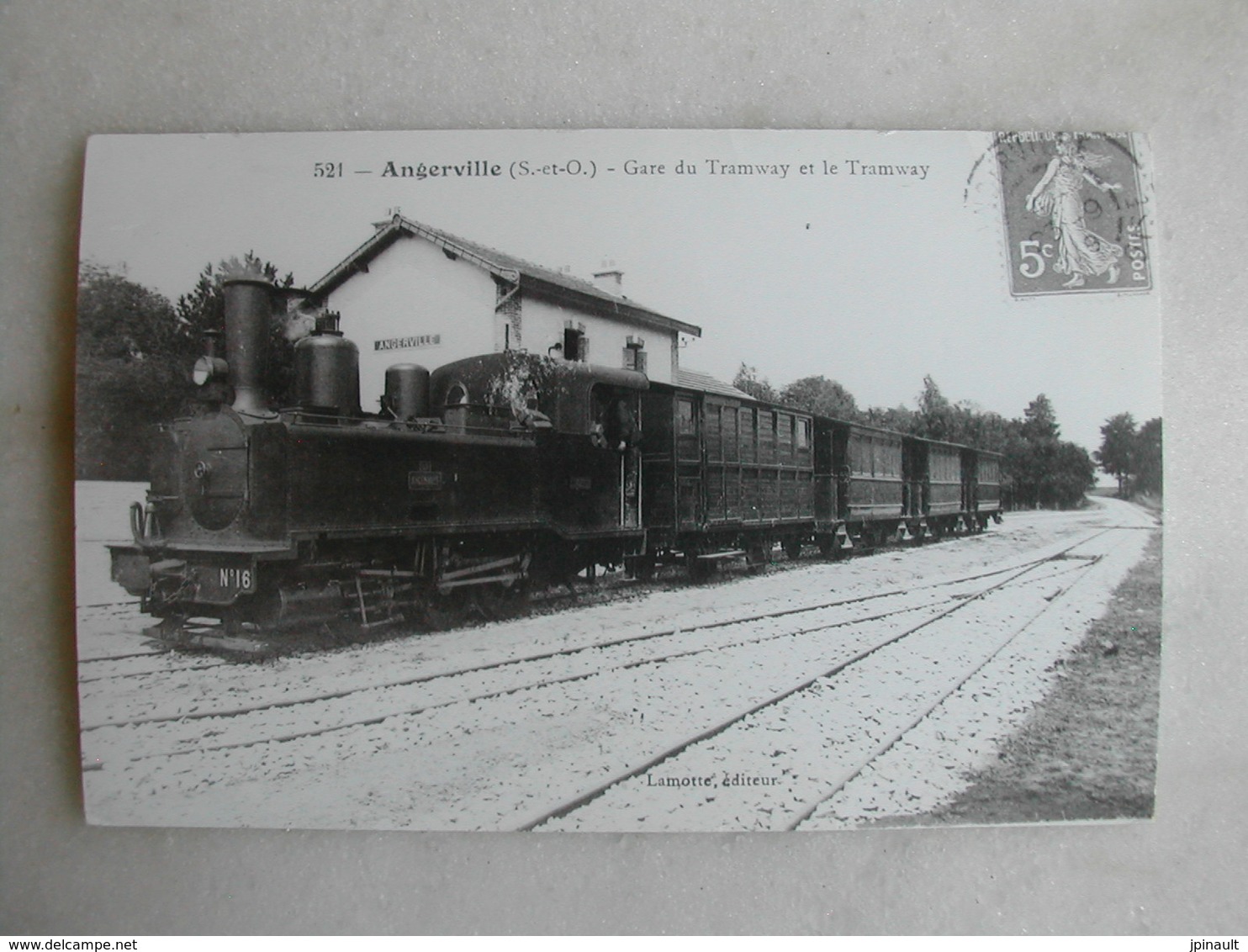 PHOTO Repro De CPA (J.H. Renaud) - Train - Angerville - Gare Du Tramway Et Le Tramway - Trains