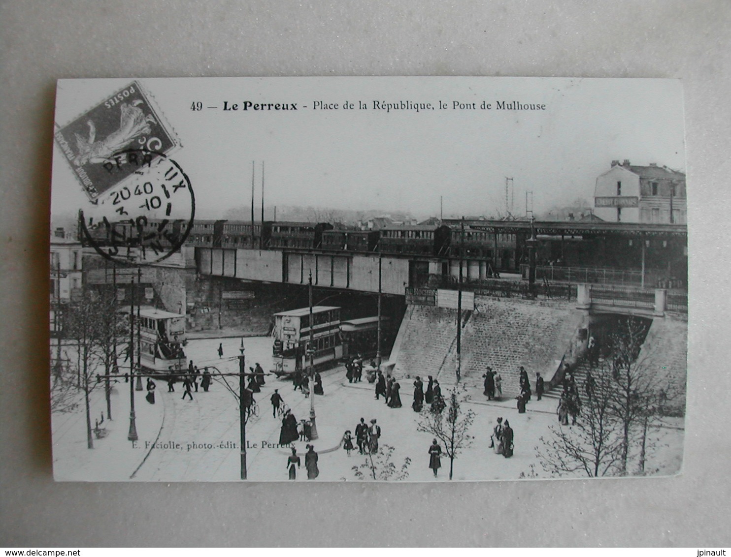 PHOTO Repro De CPA - Train - Le Perreux - Place De La République, Le Pont De Mulhouse - Eisenbahnen