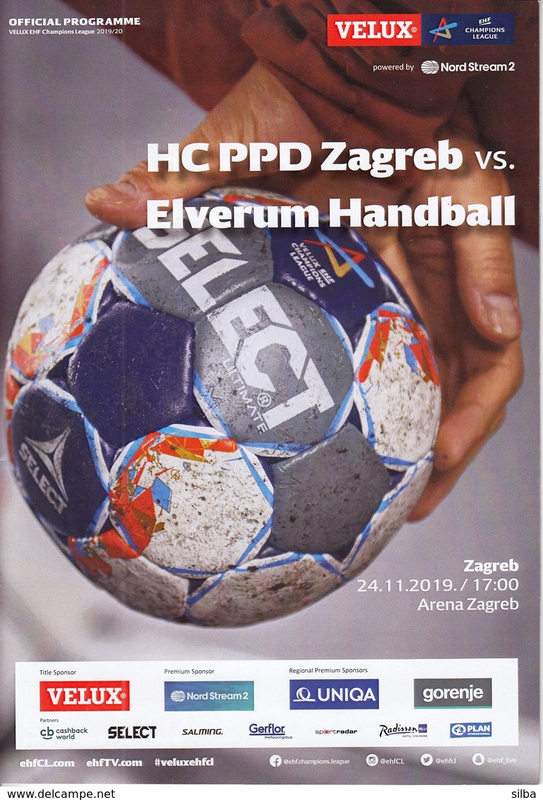 Croatia Zagreb 2019 / Arena / Handball / HC PPD Zagreb - Elverum Handball, Norway / Game Brochure - Handball