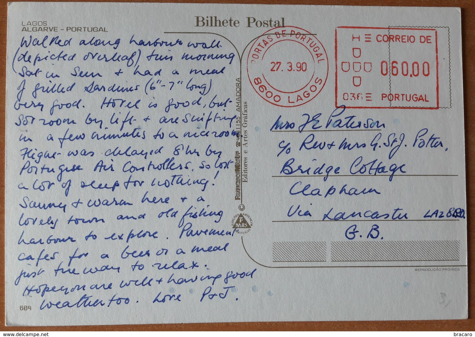 PORTUGAL - Circulated Postcard - LAGOS - Cancel: Portas De Portugal 1990 - Cartas & Documentos