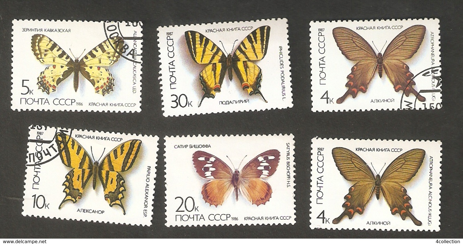 A3-6. Russia USSR 1986 Fauna Insect BUTTERFLY Set Of 6 Used / Unused - Other & Unclassified