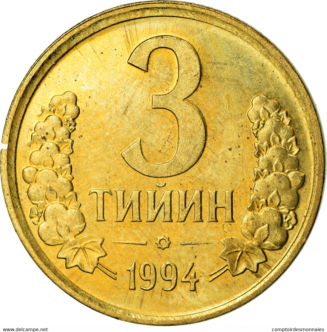 Monnaie, Uzbekistan, 3 Tiyin, 1994, SUP, Brass Plated Steel, KM:2.1 - Uzbekistan