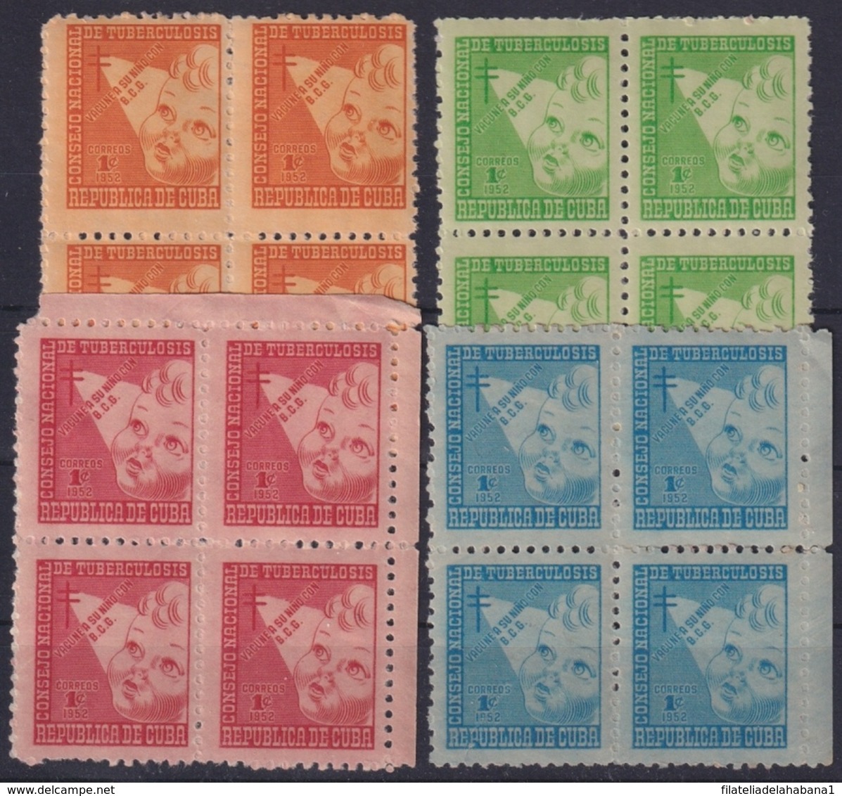 1952-440 CUBA REPUBLICA 1952 Ed.17-20 PRO TUBERCULOSOS MEDICINE ORIGINAL GUM. - Unused Stamps