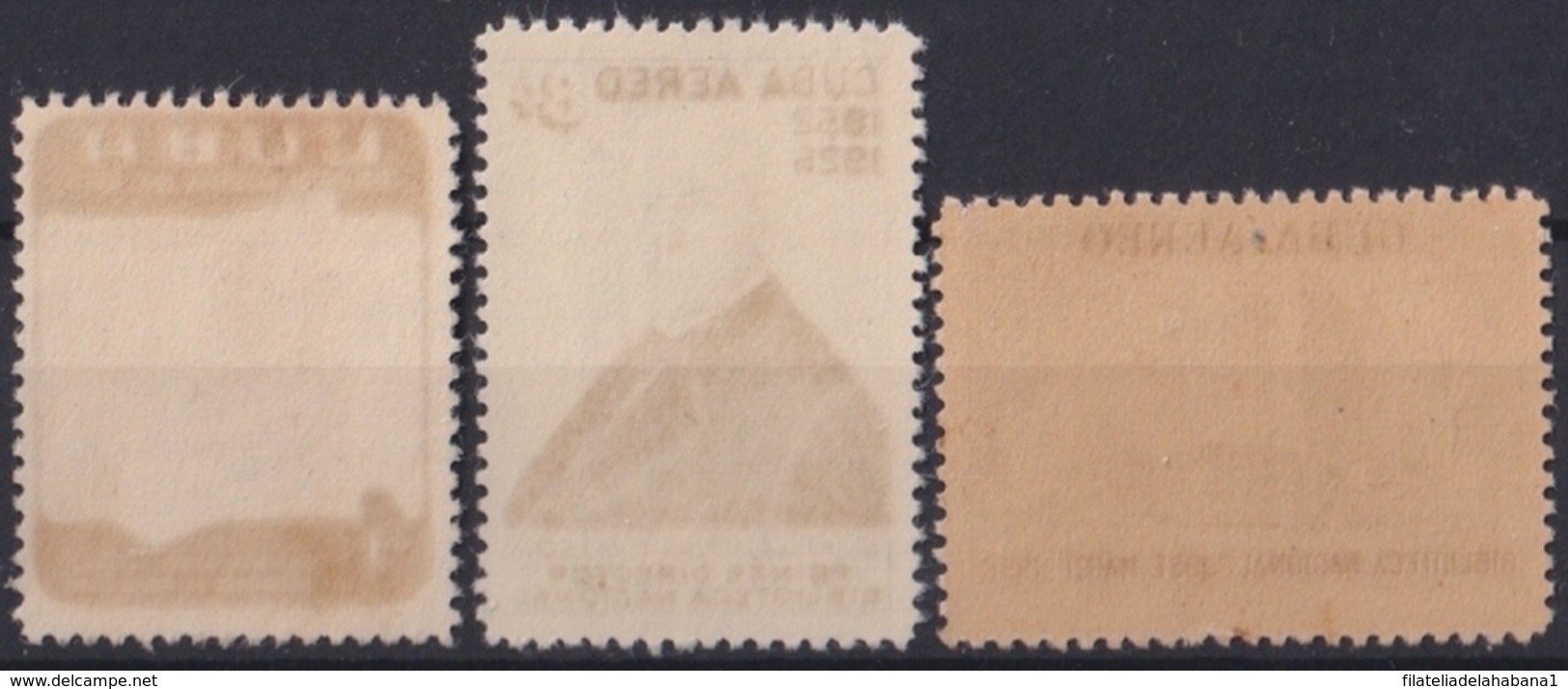 1957-392 CUBA REPUBLICA 1957 Ed.715-17 BIBLIOTECA NACIONAL LIBRARY ORIGINAL GUM. 4c NO GUM. - Unused Stamps