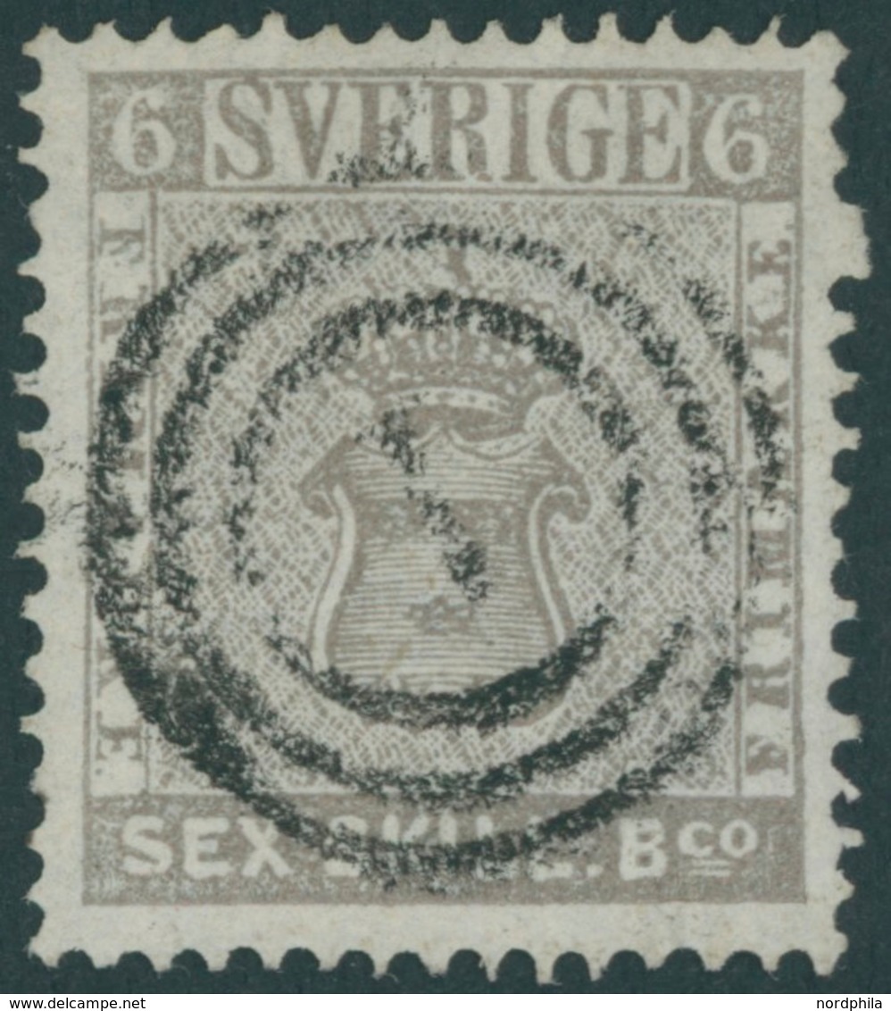 SCHWEDEN 3a O, 1855, 6 Skill. Bco. Hellgrau Mit Zentrischem Dänischen Nummernstempel 1, Kabinett - Otros & Sin Clasificación