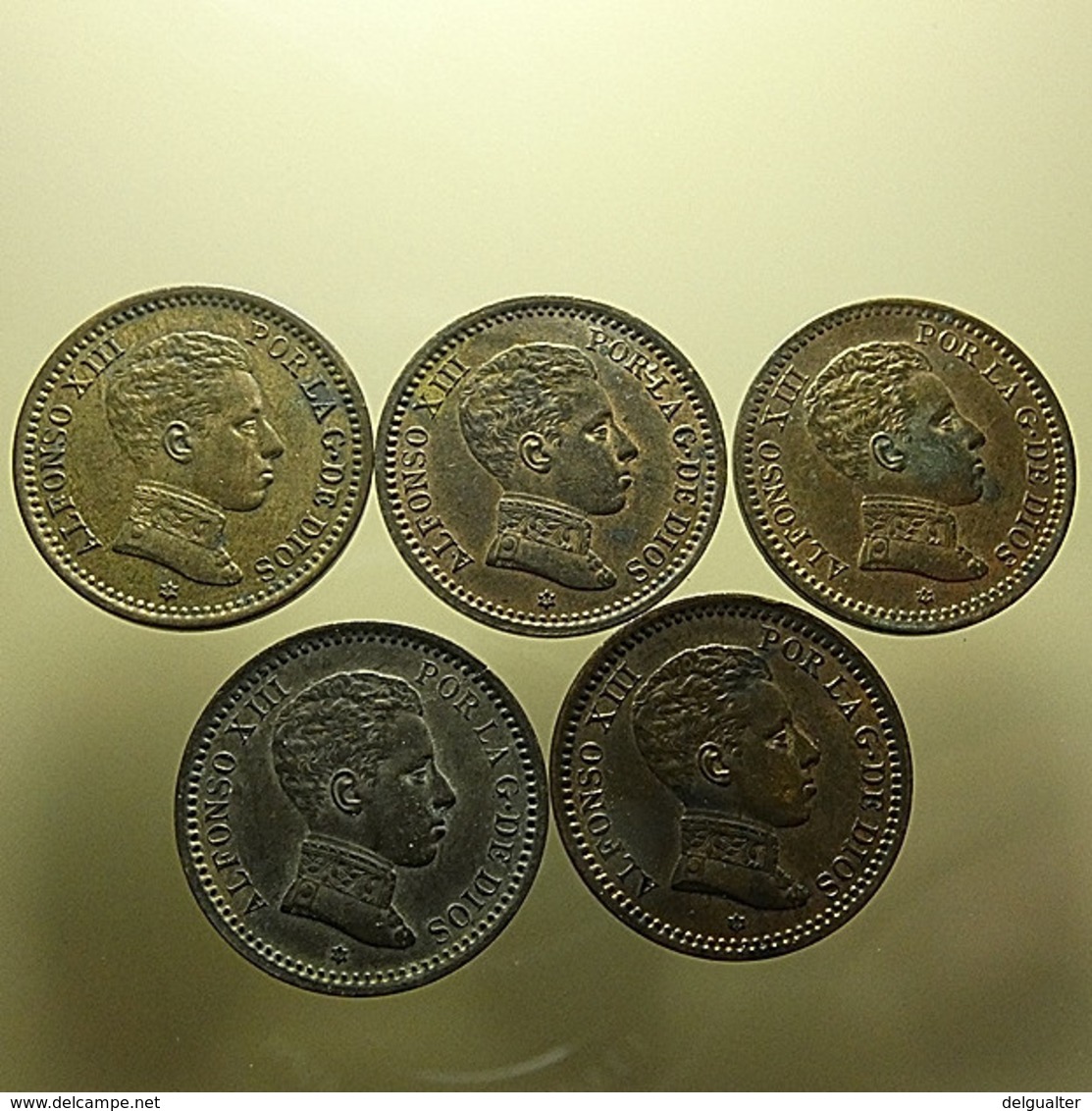Spain 5 Coins 2 Centimos 1904/1905 Almost UNC - Kilowaar - Munten