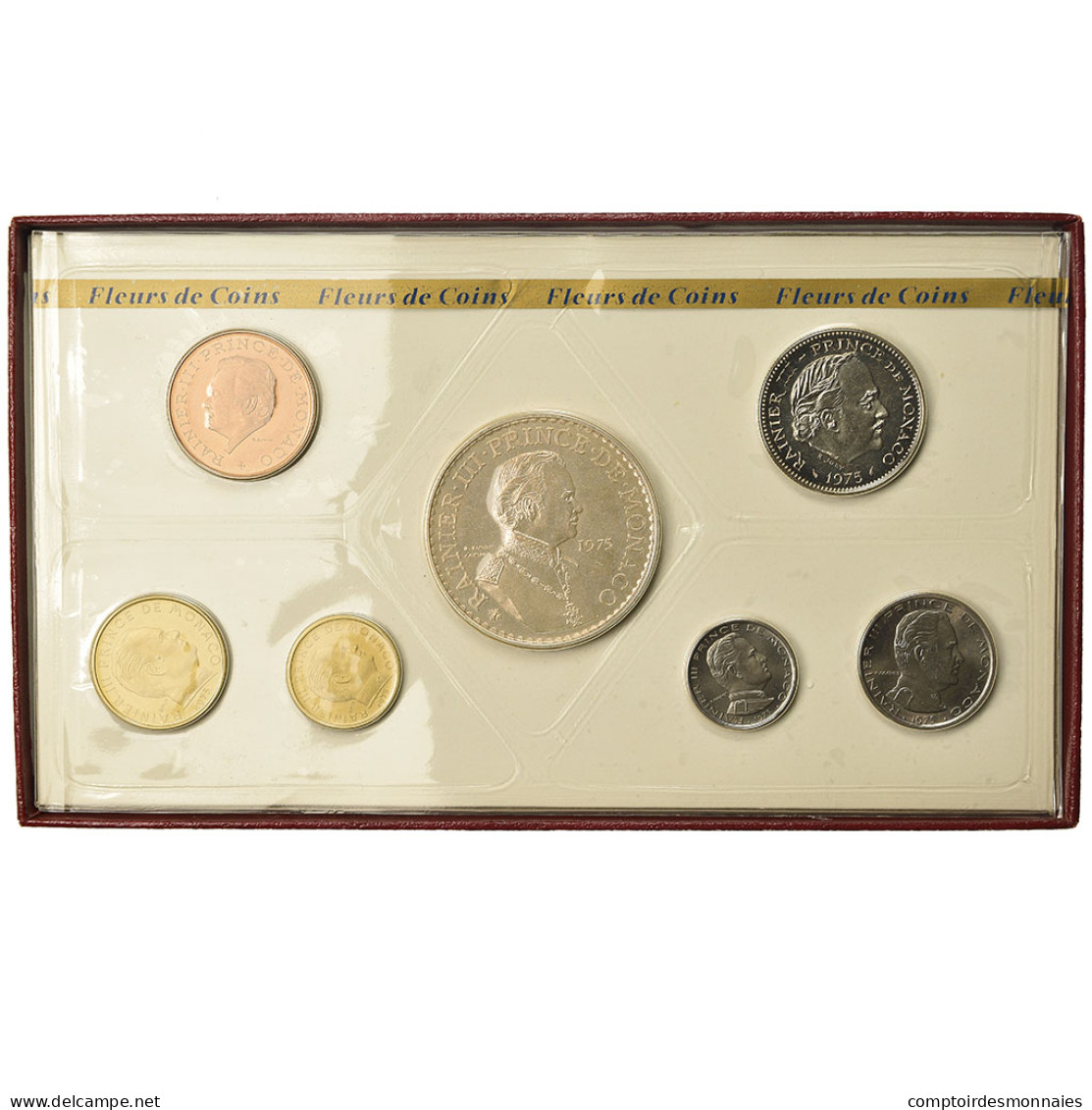 Monnaie, Monaco, Rainier III, Set, 1975, 10 C à 50 Fr, FDC - Uncirculated