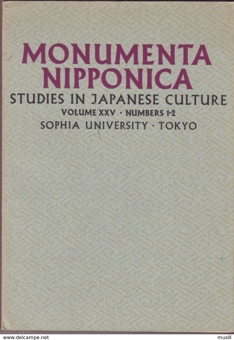 Monumenta Nipponica. Volume XXV. Numbers 1-2. - Asiática