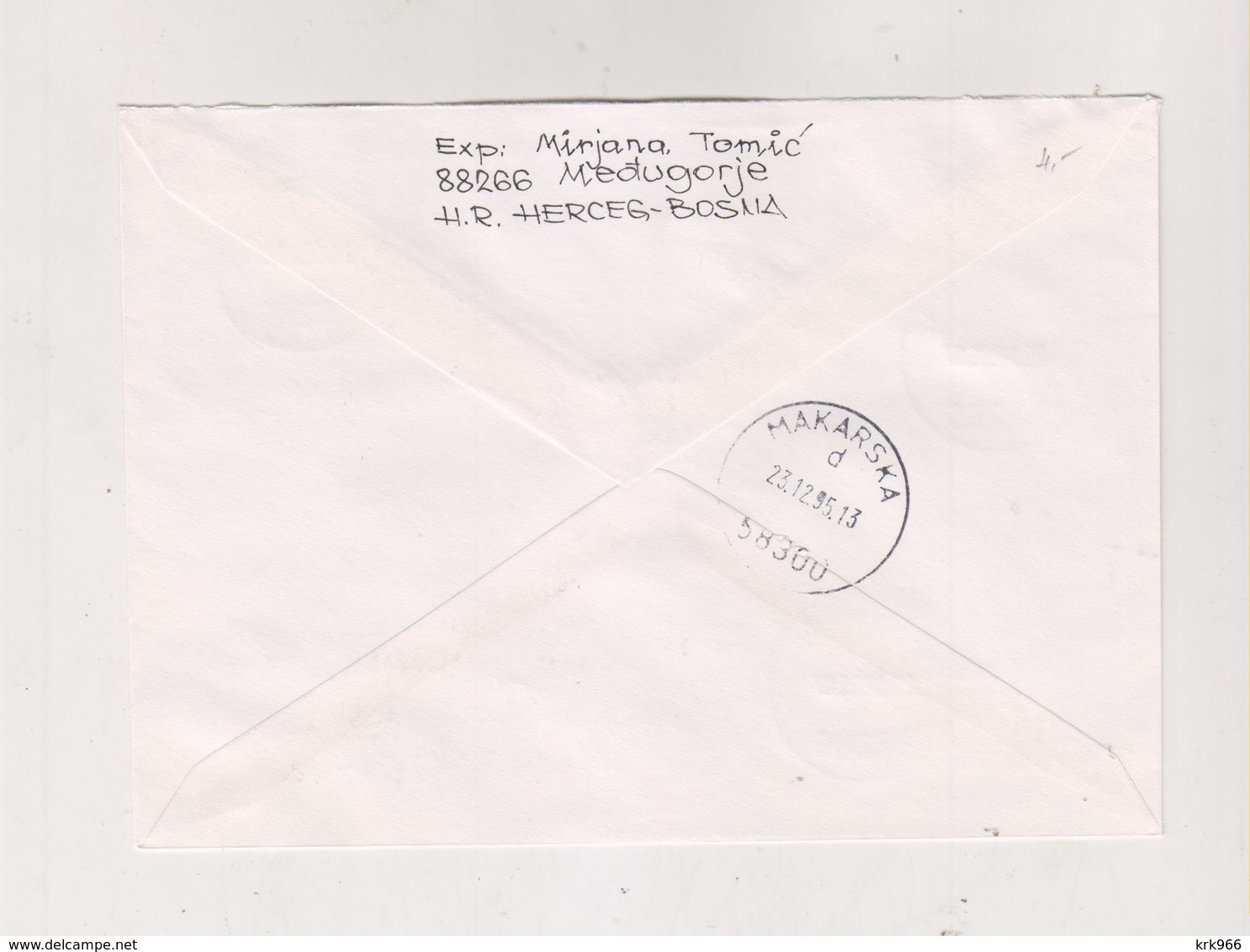 BOSNIA AND HERZEGOVINA 1995   CROATIAN POST MEDUGORJE Registered Cover Mixed Franking With Croatia Stamps - Bosnien-Herzegowina