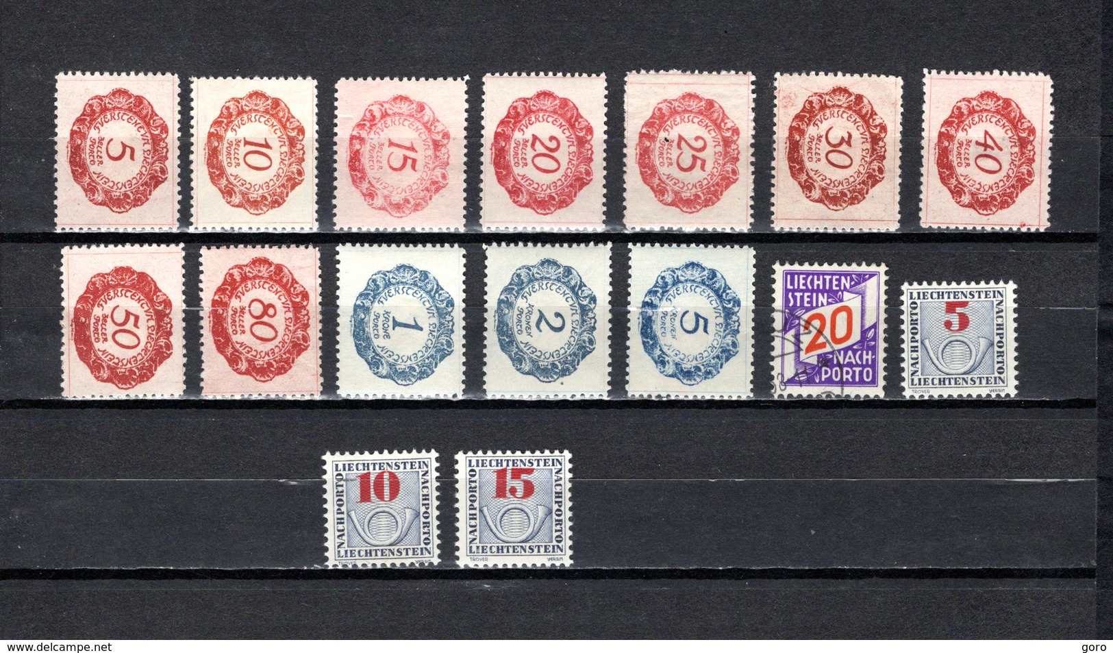 Liechtenstein   1920-40  .-  Y&T  Nº   1/12-16-21/23   Taxa - Revenue Stamps