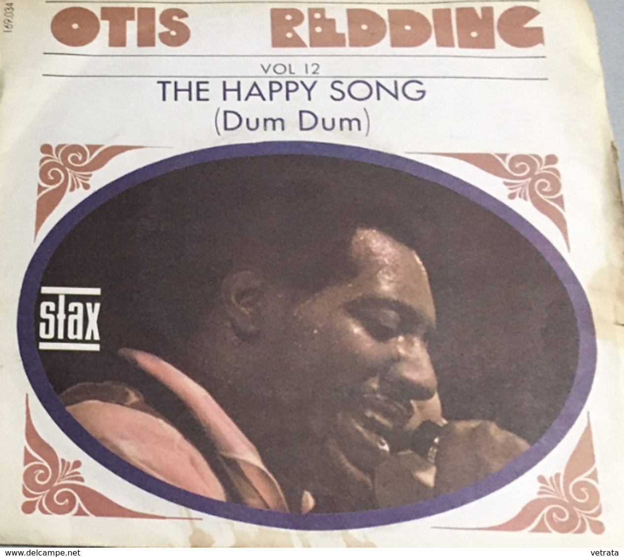 45T : « The Otis Redding Story » Vol 12 : (The Happy Song/Open The Door). Pochette illustrée, en Papier,  , jaunie avec - Blues