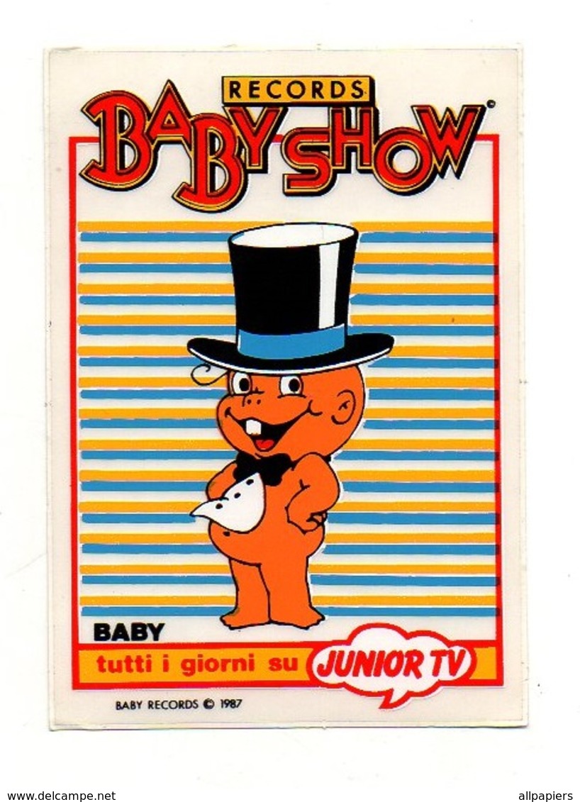 Autocollant Baby Show Baby - Records Tutti I Giorni Su Junior TV De 1987 - Format : 9.5x6.5 cm - Aufkleber