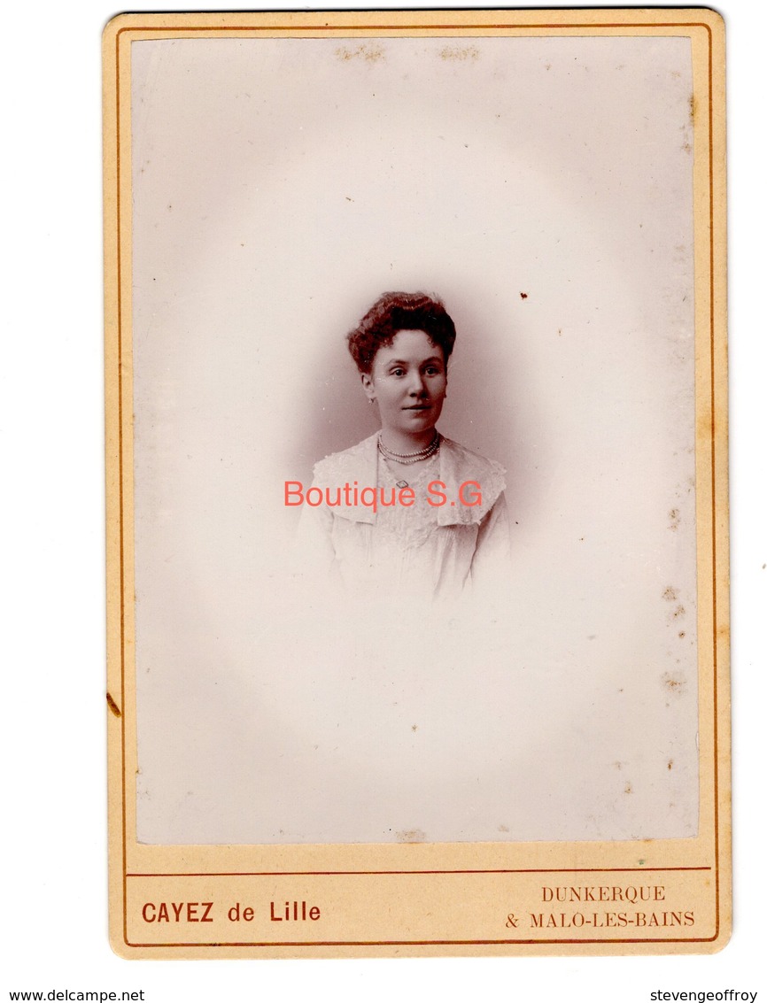 Photo Cartonné Cayer De Lille Dunkerque Malo Les Bains Femme Collier 1903 Trois Villes Rosendael 16,5x10,5 Cm - Anonymous Persons