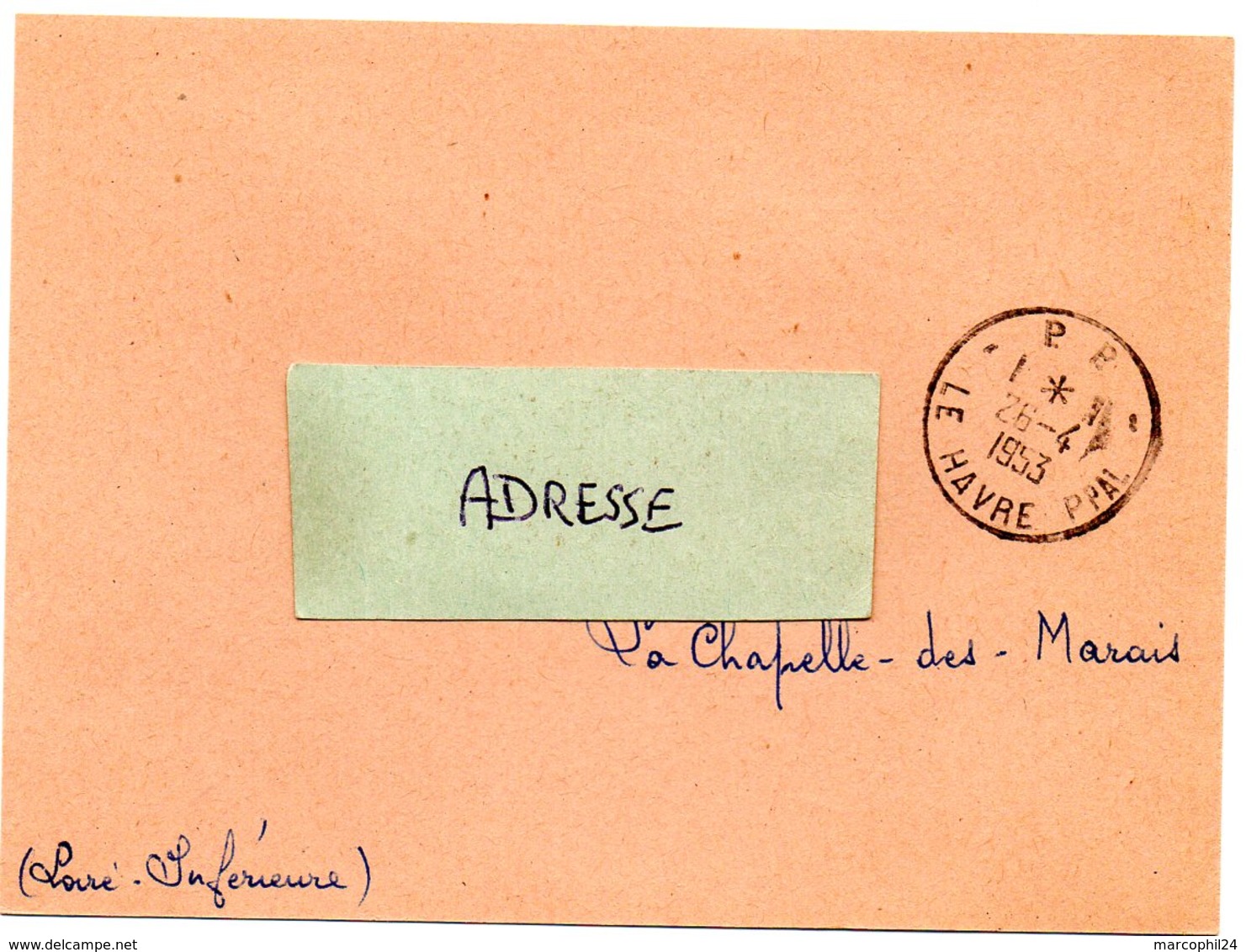 SEINE MARITIME - Dépt N° 76 = LE HAVRE 1953 =  CACHET MANUEL A8 + PP + Carte Laboratoire CURATINE - Cachets Manuels